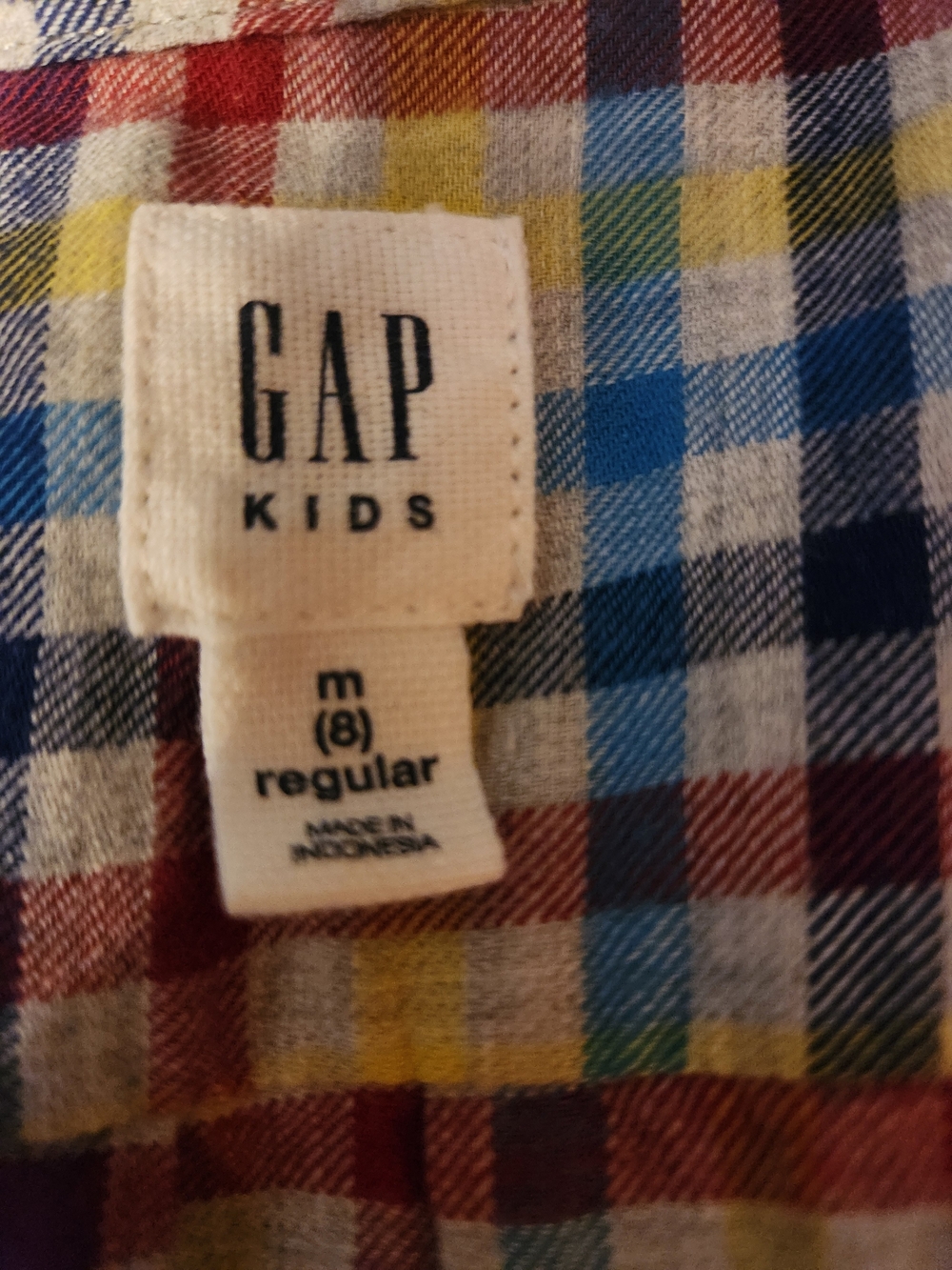 GAP Boy’s Yellow Blue Red Plaid Button-Down Shirt - Picture 2 of 2